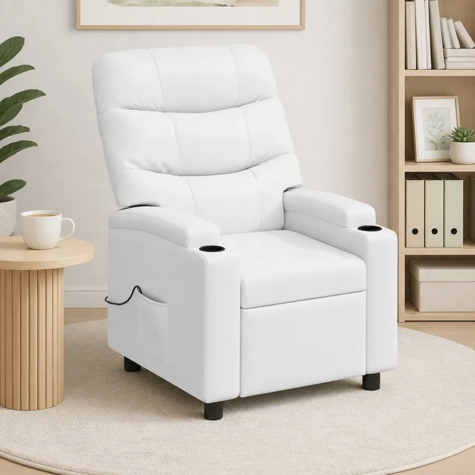 vidaXL Massage-relaxstoel Wit 75 x 93 x 102 cm Stof, foto 4