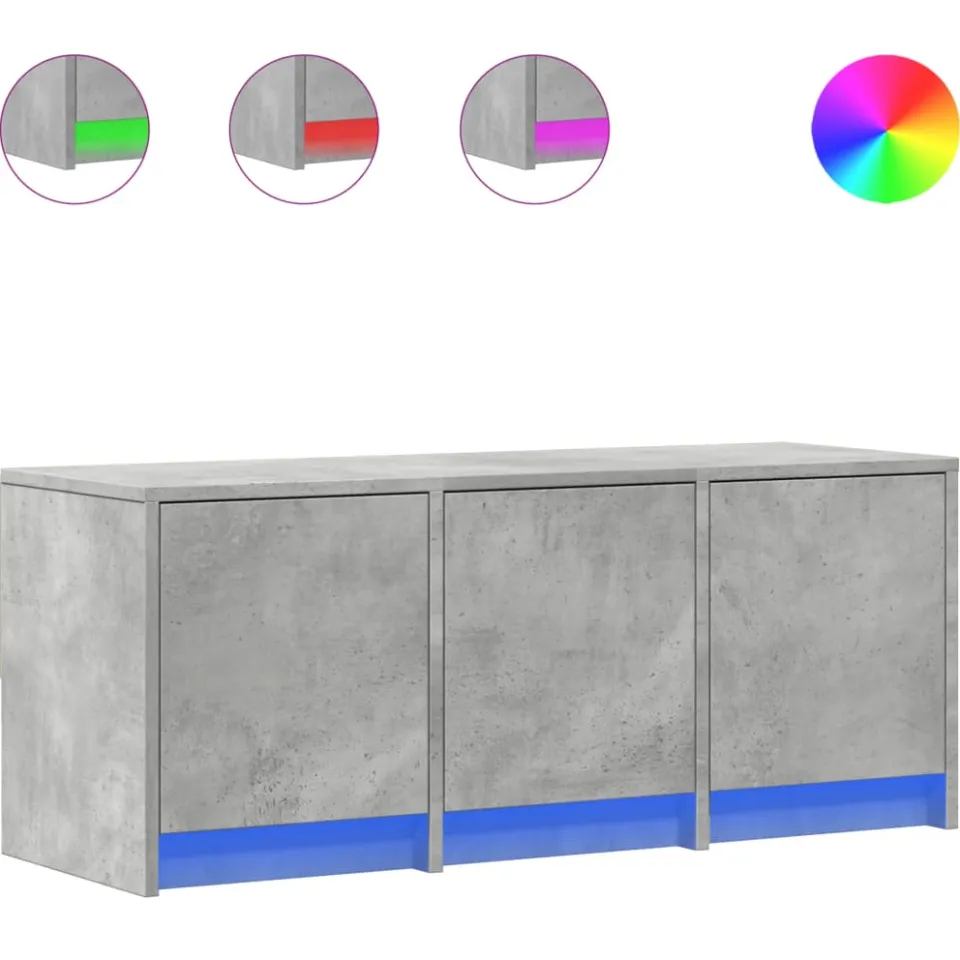 vidaXL Tv-meubel met LED 97x34x40 cm bewerkt hout betongrijs