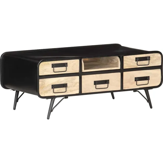 vidaXL Salontafel 100x50x40 cm massief mangohout Zwart