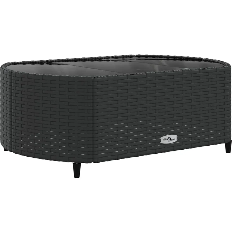 vidaXL 5-delige Loungeset met kussens poly rattan zwart