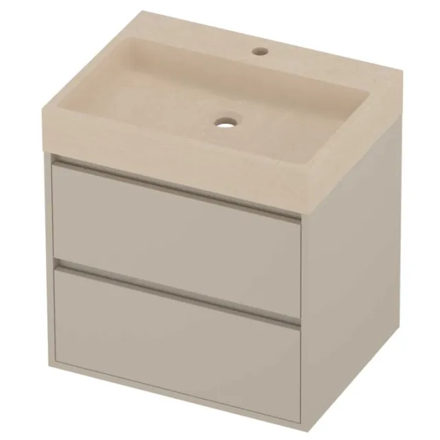 Proline Evoli Badmeubelset Hardsteen Loft 1 Kraangat Greeploos 60x46x62 cm Sand Stone Soft Linen Beige