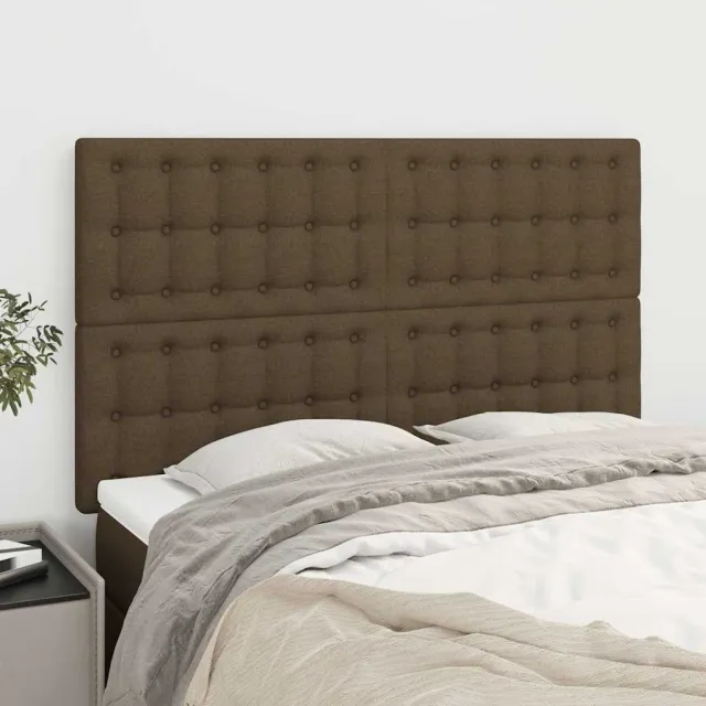 vidaXL Hoofdbord donkerbruin 144x5x118/128 cm stof bruin