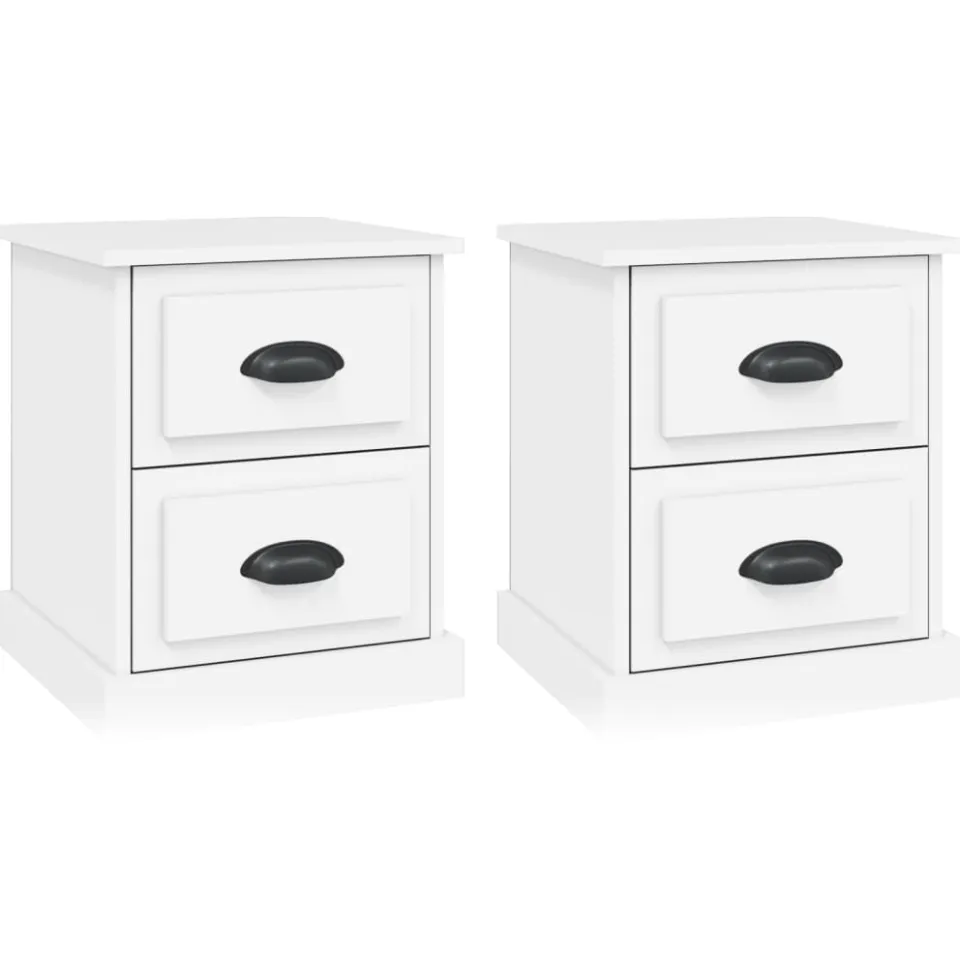 vidaXL Nachtkastjes 2 st 39x39x47,5 cm bewerkt hout wit