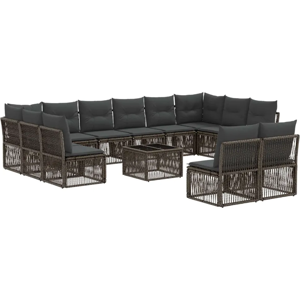 vidaXL Tuinbankenset 13 st Grijs poly rattan, foto 3