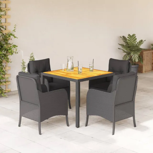 vidaXL 5-delige Tuinset met kussens poly rattan zwart, foto 2