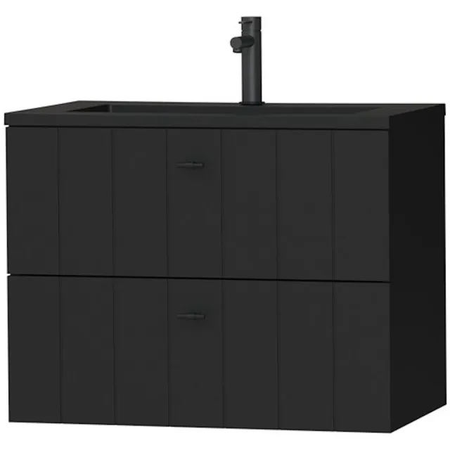 Tiger Maryport Meubelset 80 cm met 2 lades Mat zwart incl Quadro wastafel Mat zwart - 1496018916