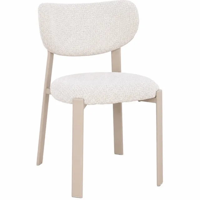 Goossens Eetkamerstoel Linde - Beige - Stof - Zonder Armleuning stof gemeleerd grof geweven beige