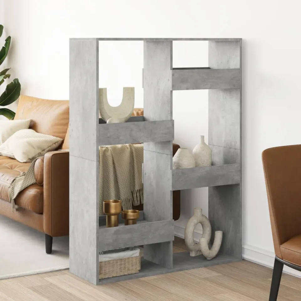 vidaXL Kamerscherm 100x33x135 cm bewerkt hout betongrijs grijs, foto 2