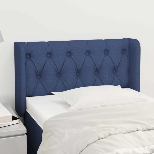 vidaXL Hoofdbord met randen 83x16x78/88 cm stof blauw