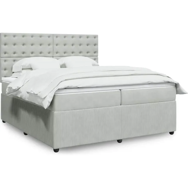 vidaXL Boxspring met matras fluweel lichtgrijs 200x200 cm grijs