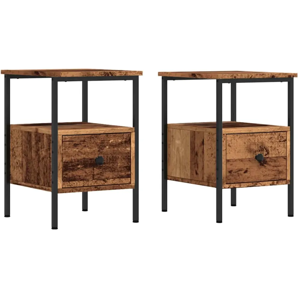 vidaXL Nachtkastjes 2 st 34x36x50 cm bewerkt hout oud houtkleurig bruin, foto 3