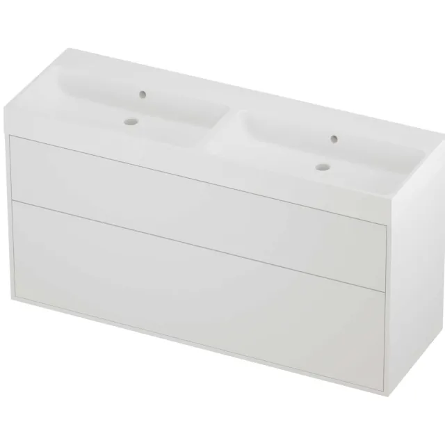 Proline Podium Badmeubelset Polystone Loft Dubbel 140x46x75 cm Mat Wit Mat White