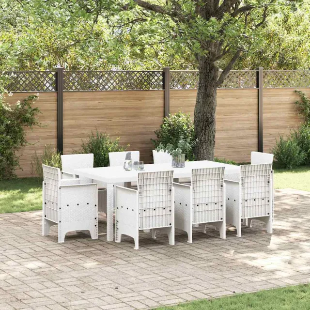 vidaXL Tuin eettafelset 9 st Wit Polypropyleen
