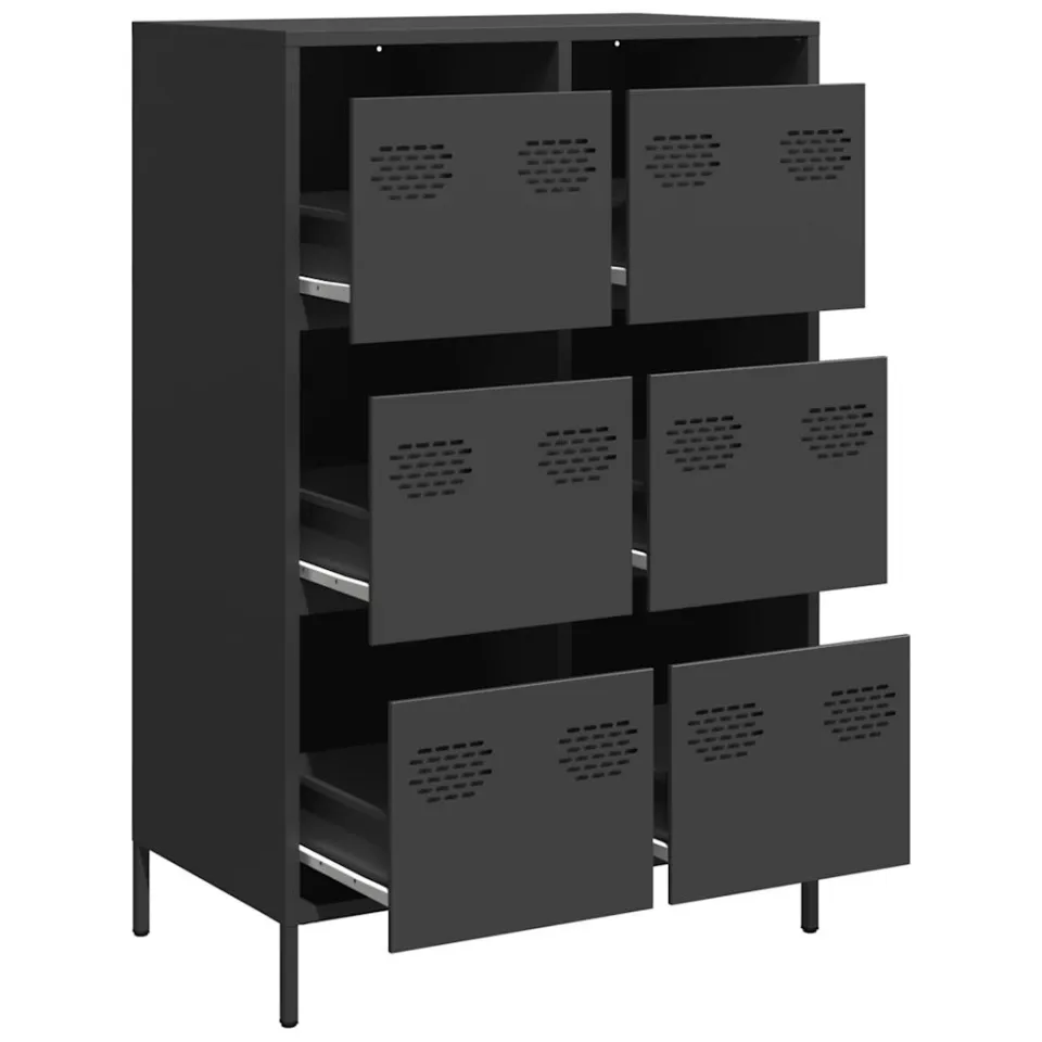 vidaXL Hoge kast 68x39x101,5 cm staal zwart, foto 4