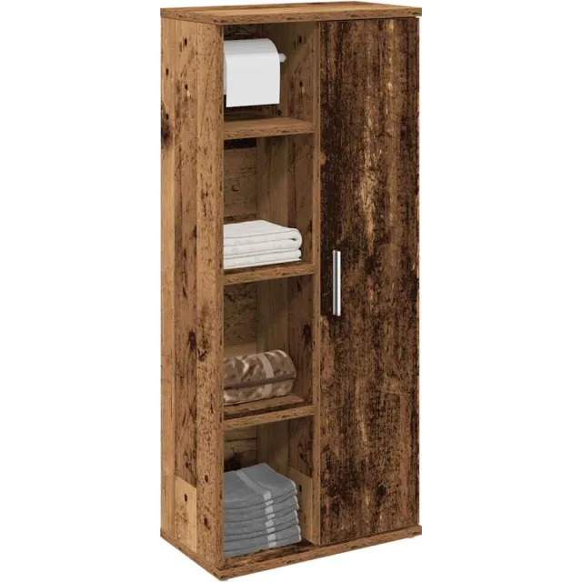 vidaXL Badkamerkast met rolhouder 39x22x90 cm oud houtkleurig Bruin