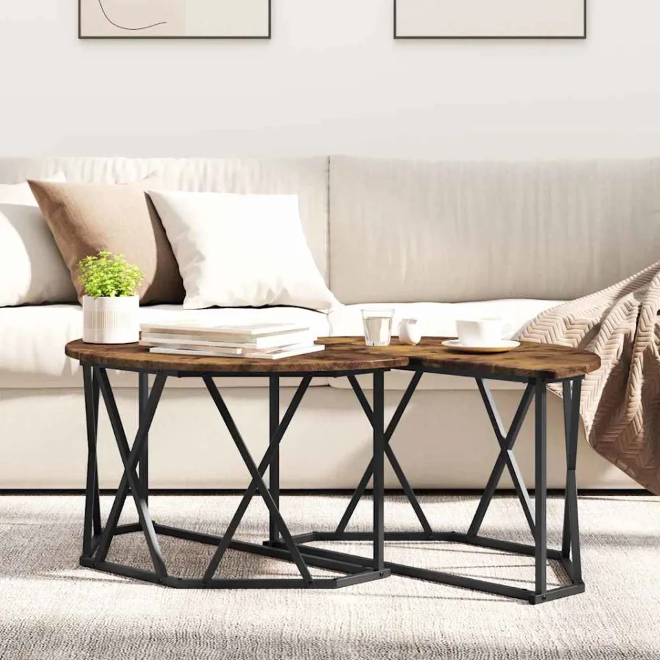 vidaXL Salontafel Gerookt eiken 80 x 80 x 42 cm, foto 4