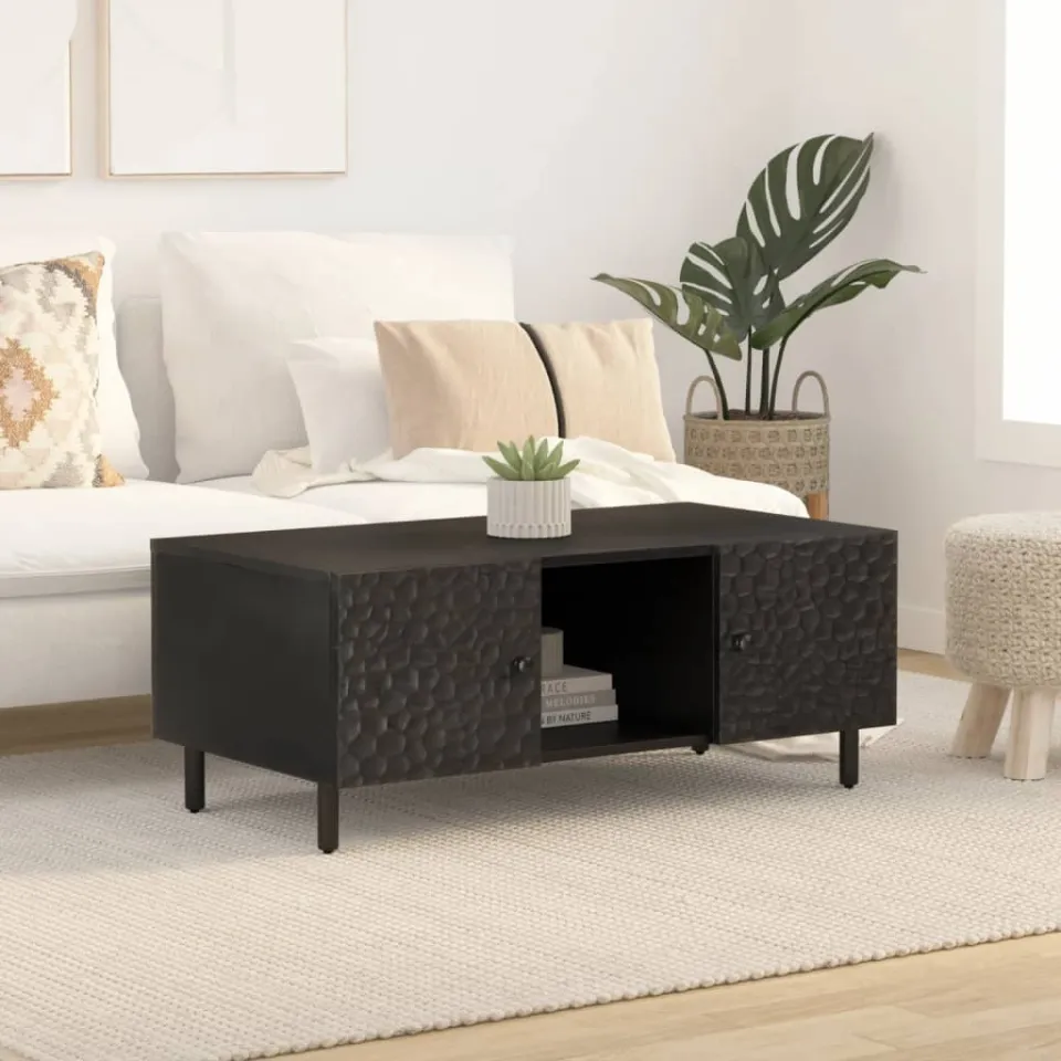 vidaXL Salontafel 100x54x40 cm massief mangohout zwart, foto 3