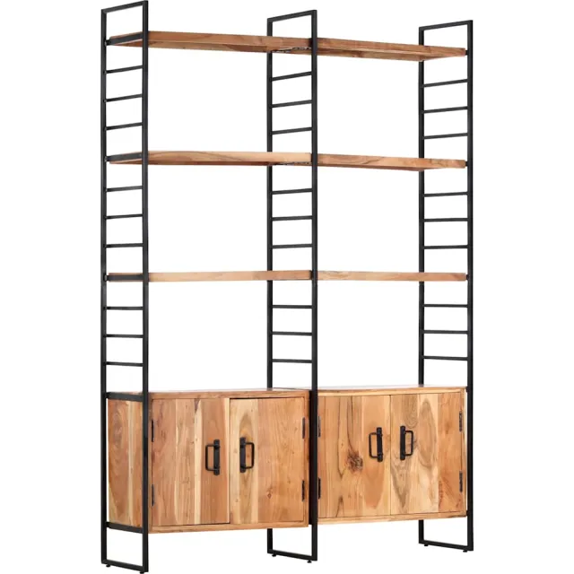 vidaXL Boekenkast met 4 schappen 124x30x180 cm massief acaciahout Bruin