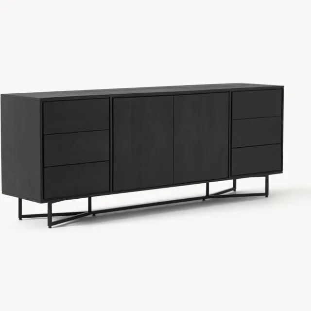 Westwing Collection XL dressoir Luca gemaakt van mangohout Zwart