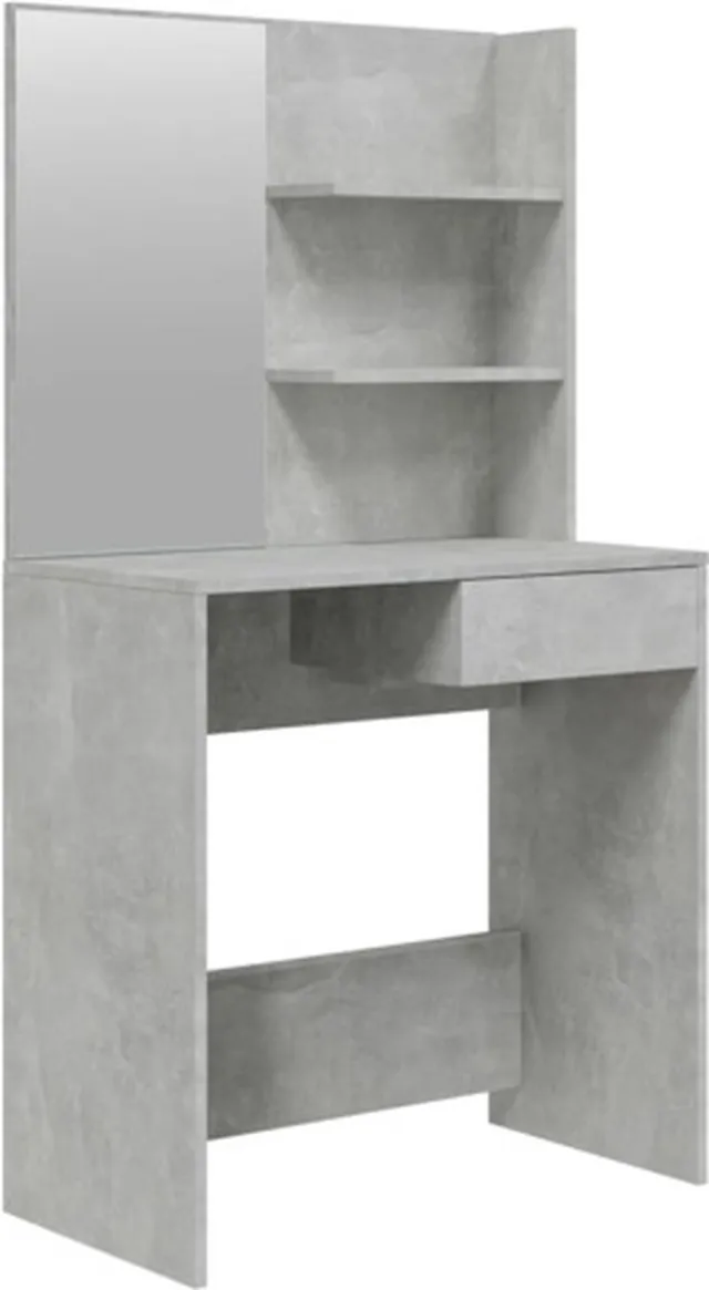 vidaXL Kaptafel - met - spiegel - 74,5x40x141 - cm - betongrijs
