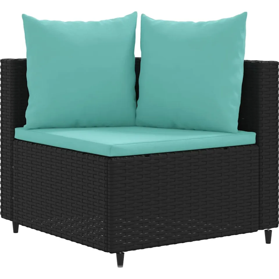 vidaXL 7-delige Loungeset met kussens poly rattan zwart