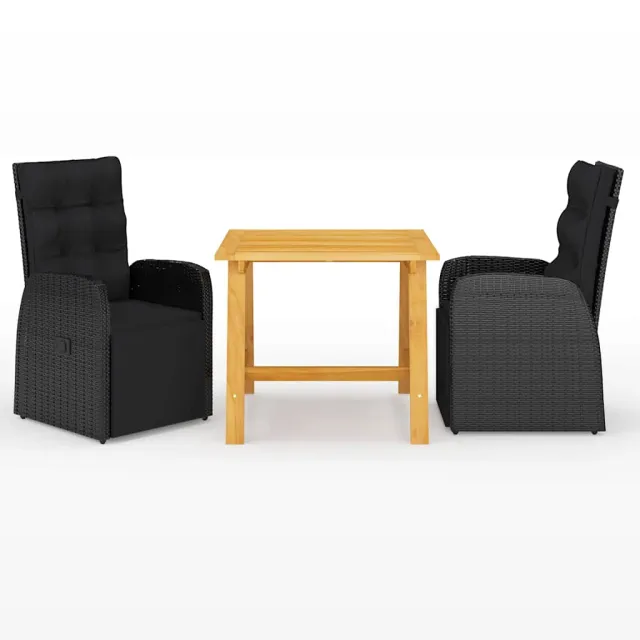 vidaXL 3-delige Tuinset zwart, foto 2