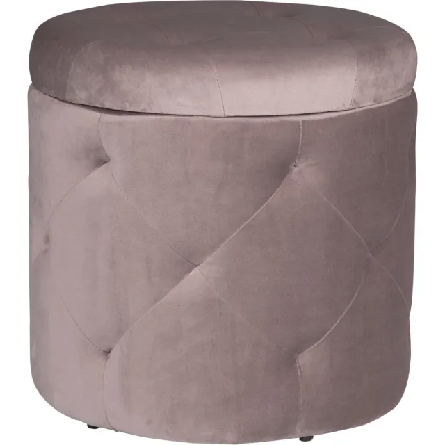 Saphly Ronde Poef 39.5x39.5x40cm Roze - Velvet en Met opbergruimte - Voor Dagelijks Gebruik, Thuis en Professioneel Gebruik