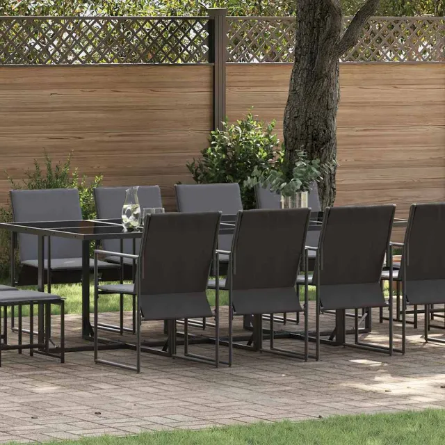 vidaXL Tuin eettafelset 13 st Zwart Staal, foto 2