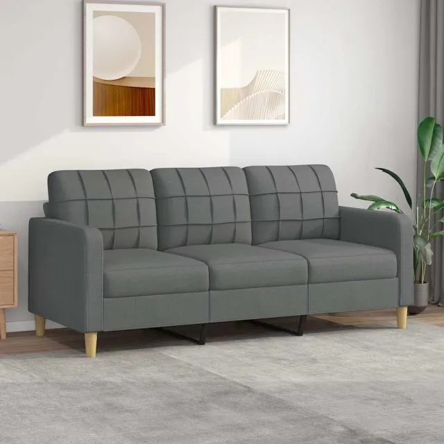 vidaXL Driezitsbank 180 cm stof donkergrijs