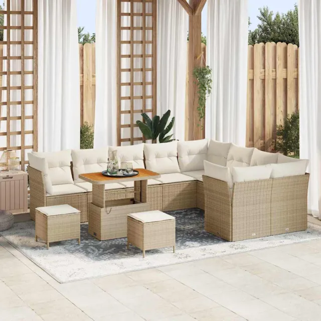vidaXL Tuinbankenset 12 st Beige poly rattan