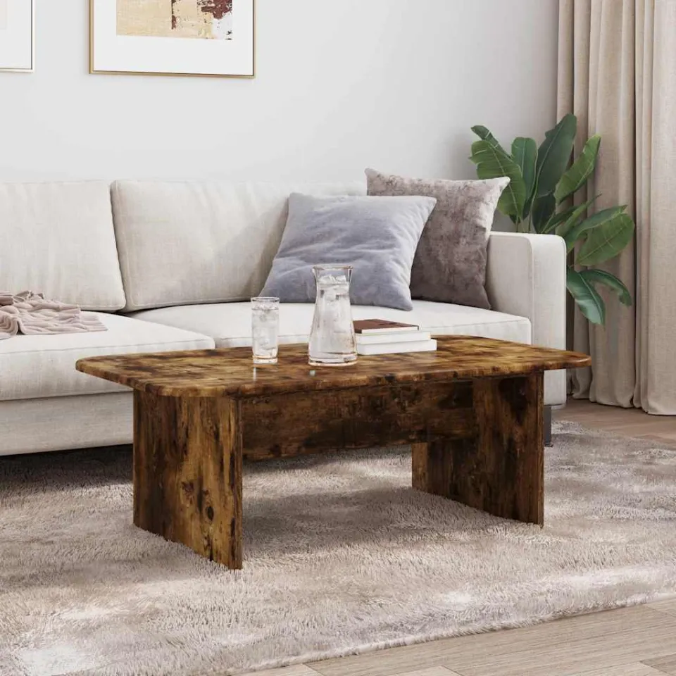 vidaXL Salontafel Gerookt eiken 93 x 53 x 33 cm Bewerkt hout, foto 4