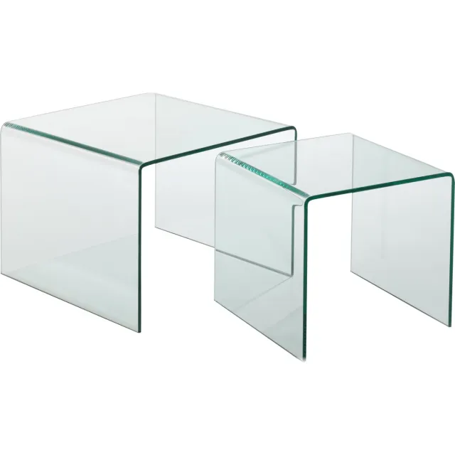 J-Line bijzettafel - glas - transparant - set van 2