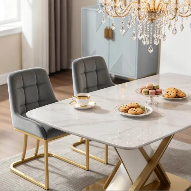 CHICFURN Eetkamerstoel - Set van 2 - Metalen frame - Donkergrijs