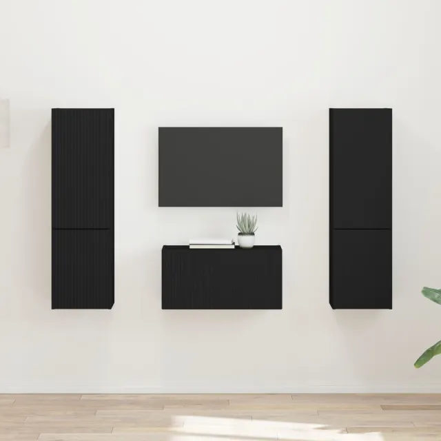 vidaXL Tv-meubelset 5 st Zwart Bewerkt hout