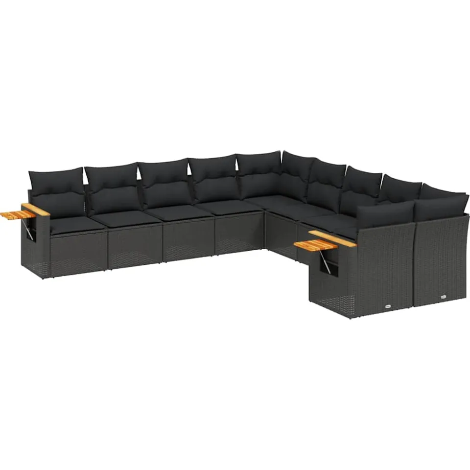 vidaXL Patio Sofa Set 10-zits Black, foto 3