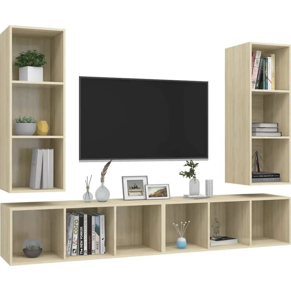 vidaXL Tv-wandmeubelen 4 st bewerkt hout sonoma eikenkleurig, foto 4