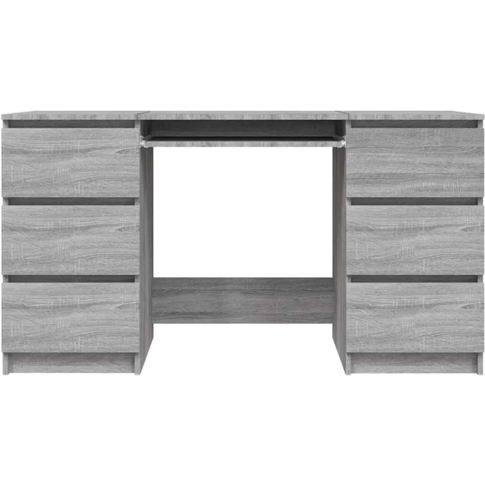 vidaXL Bureau 140x50x77 cm bewerkt hout grijs sonoma eikenkleurig, foto 3