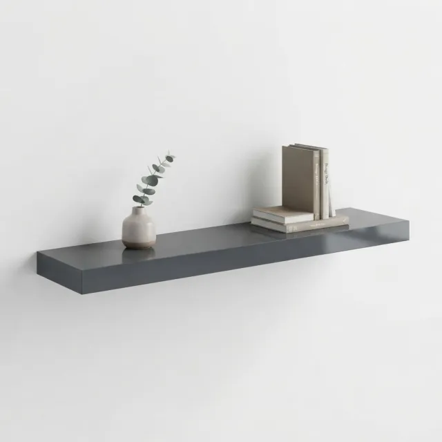 Klarven Wandplank Zwevend 120cm - Wandplank - Onzichtbare Bevestiging, Draagvermogen 15 kg - Stijlvol Opbergen Gloss grijs