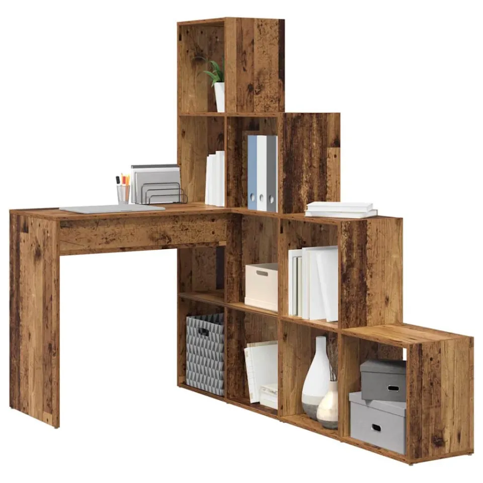 vidaXL Hoekbureau Oud Hout 101,5 x 149,5 x 149,5 cm Bewerkt hout Bruin