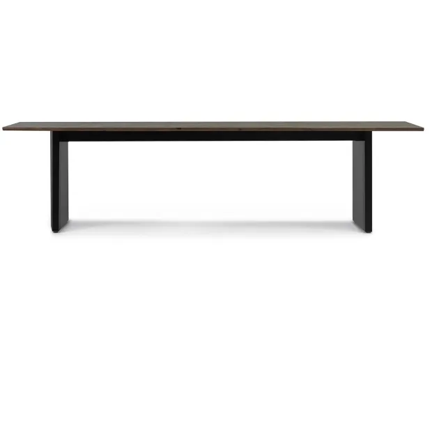 Normann Copenhagen Panel Table 90 x 300 cm Black/Dark Brown - eettafel met grenen blad op stalen onderstel Zwart