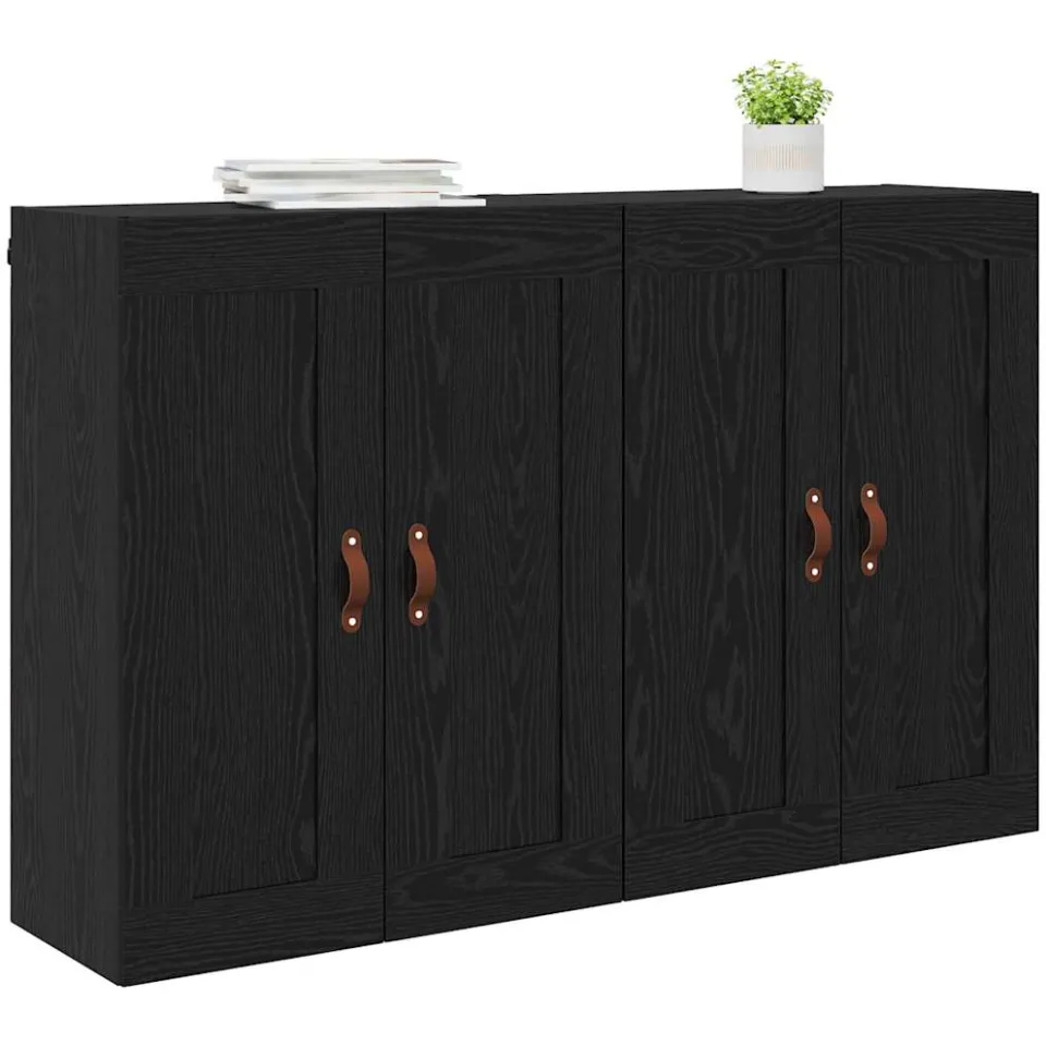 vidaXL Wandkast 2 st Zwart Eiken 69,5 x 34 x 90 cm Bewerkt hout