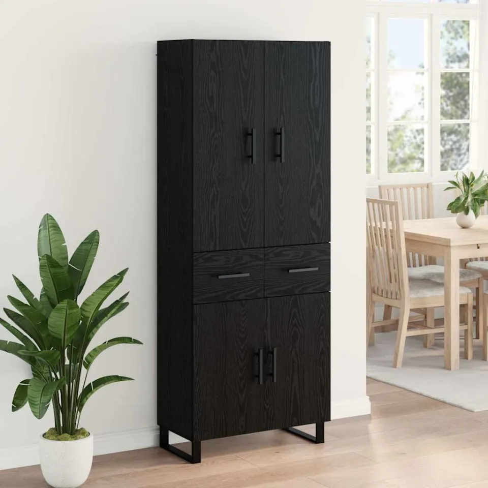 vidaXL Hoge kast 2 st Zwart Eiken 69,5 x 34 x 180 cm, foto 4