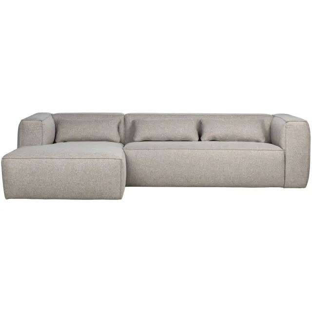 WOOOD Bean Hoekbank Incl. Kussens Links - Melange - Grijs -73x305x96 light grey