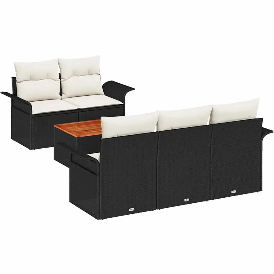 vidaXL Tuinbankenset 6 st Zwart poly rattan