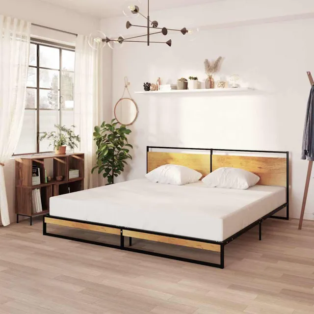 vidaXL Bedframe metaal 200x200 cm zwart