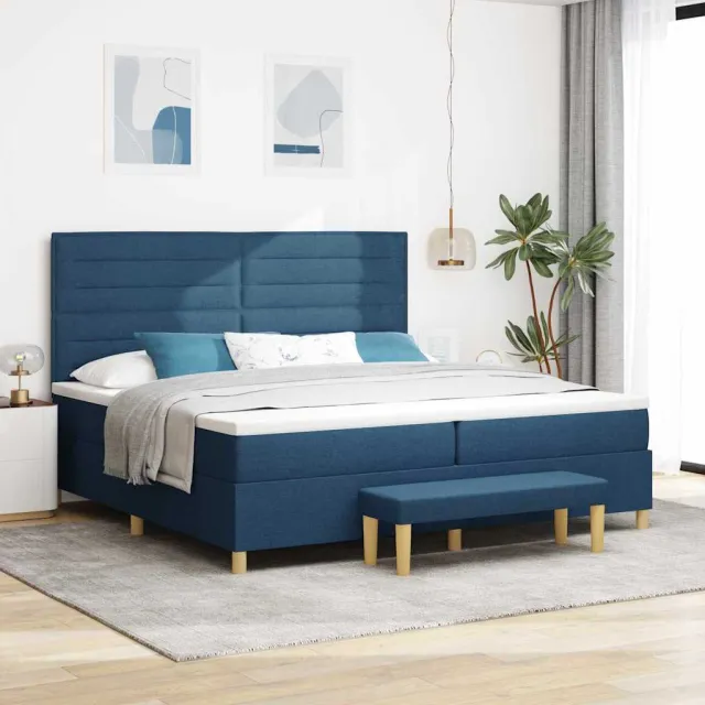 vidaXL Boxspring bed met matras met hoofdeinde Blauw 200 x 200 cm Stof