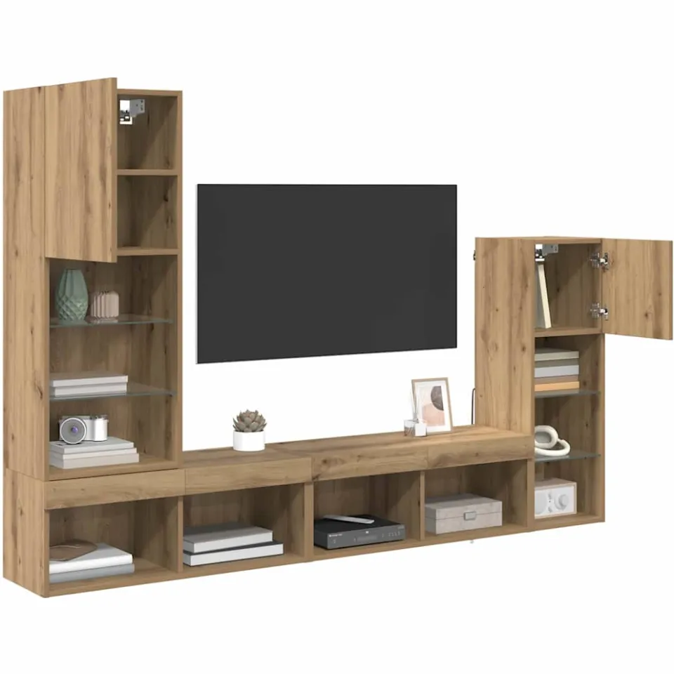 vidaXL TV Wandmeubels 4 st Artisan Eiken Bewerkt hout, foto 2