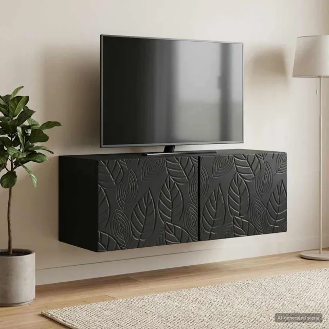 vidaXL Wandbeugel TV-kast 59,5 x 31 cm Zwart Bewerkt hout, foto 2