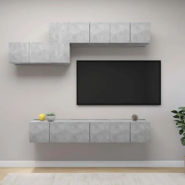 vidaXL 7-delige Tv-meubelset bewerkt hout betongrijs grijs, foto 2