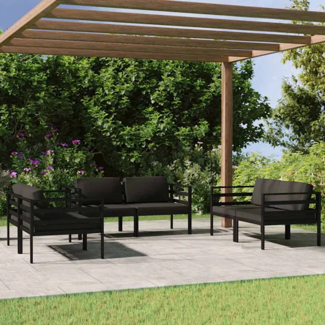 vidaXL 6-delige Loungeset met kussens aluminium antracietkleurig, foto 2
